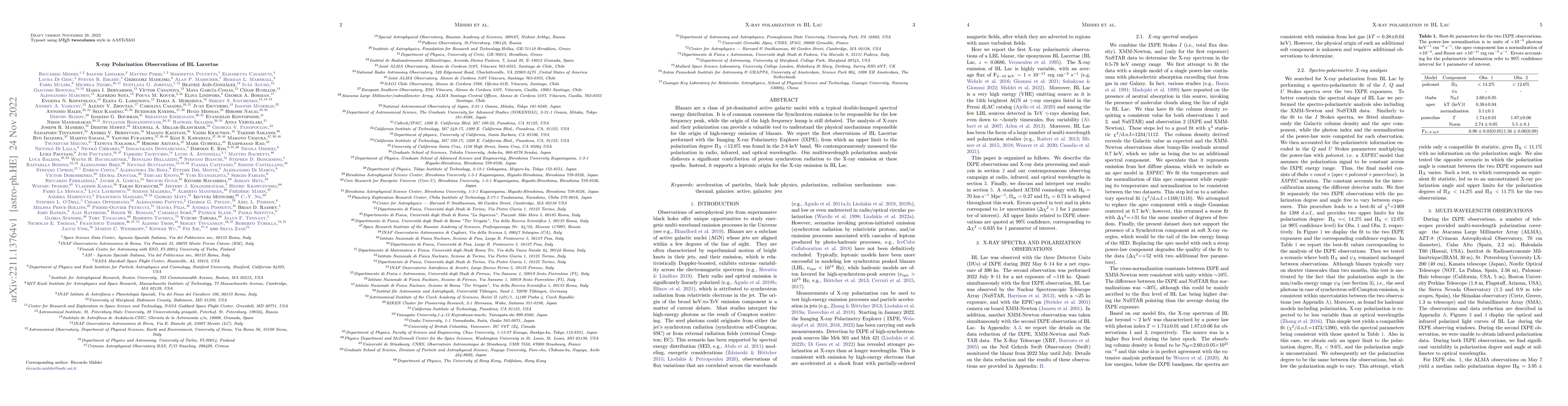 Thumbnail for X-ray Polarization Observations of BL Lacertae