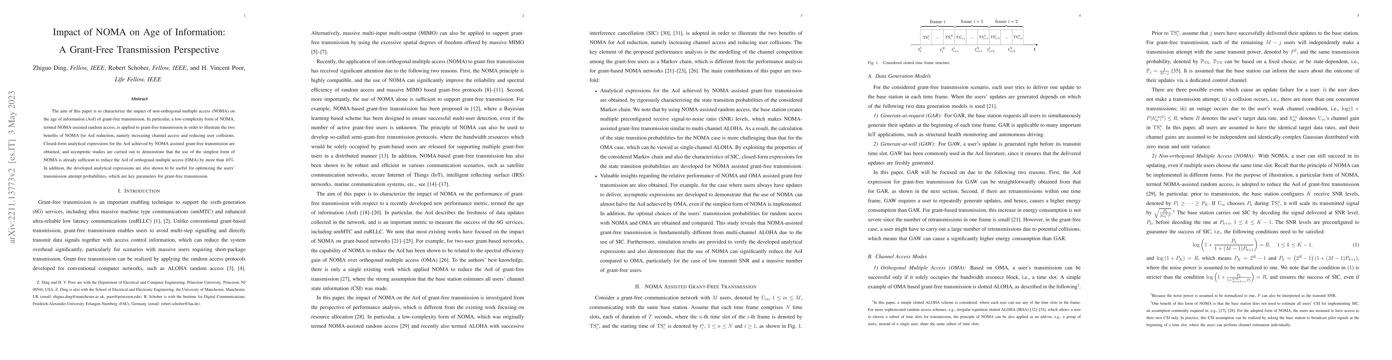 Thumbnail for Impact of NOMA on Age of Information: A Grant-Free Transmission
  Perspective