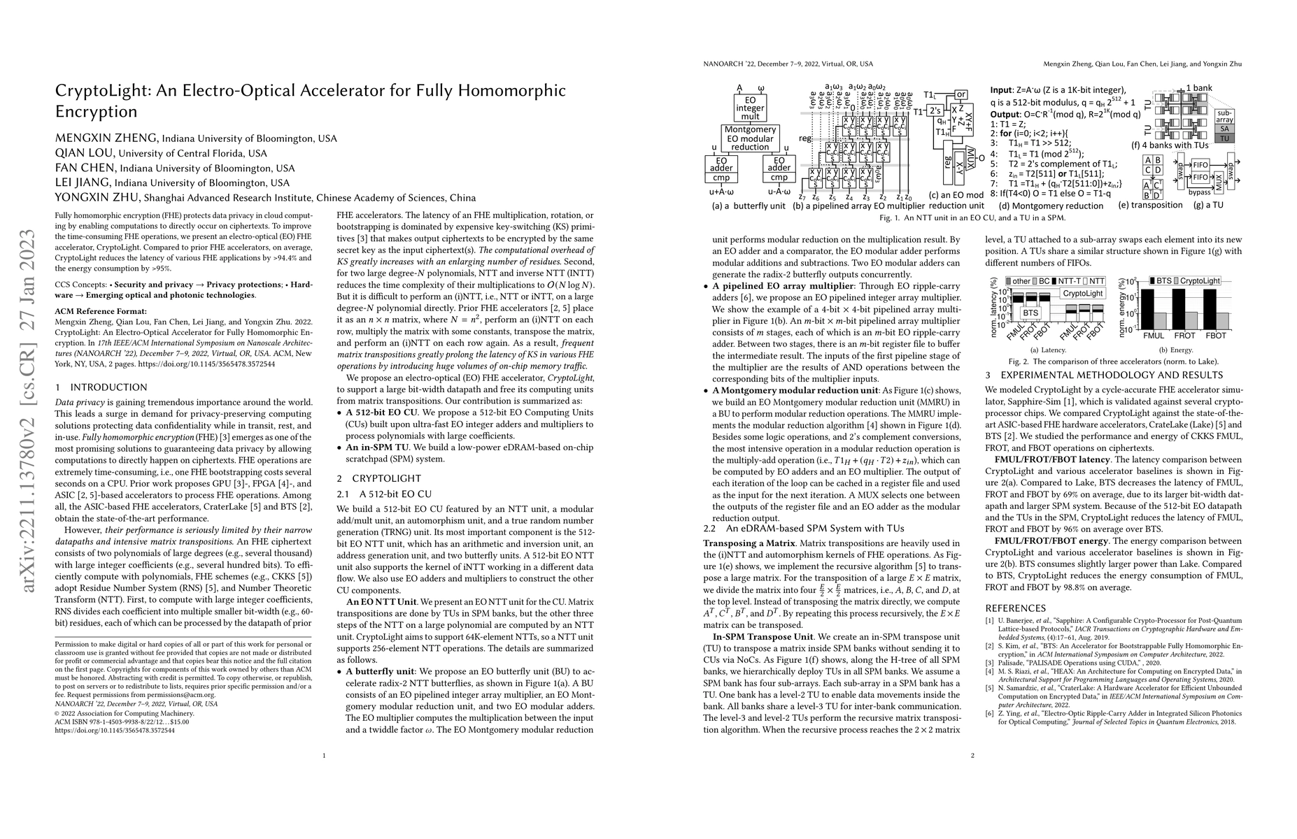 Thumbnail for CryptoLight: An Electro-Optical Accelerator for Fully Homomorphic
  Encryption