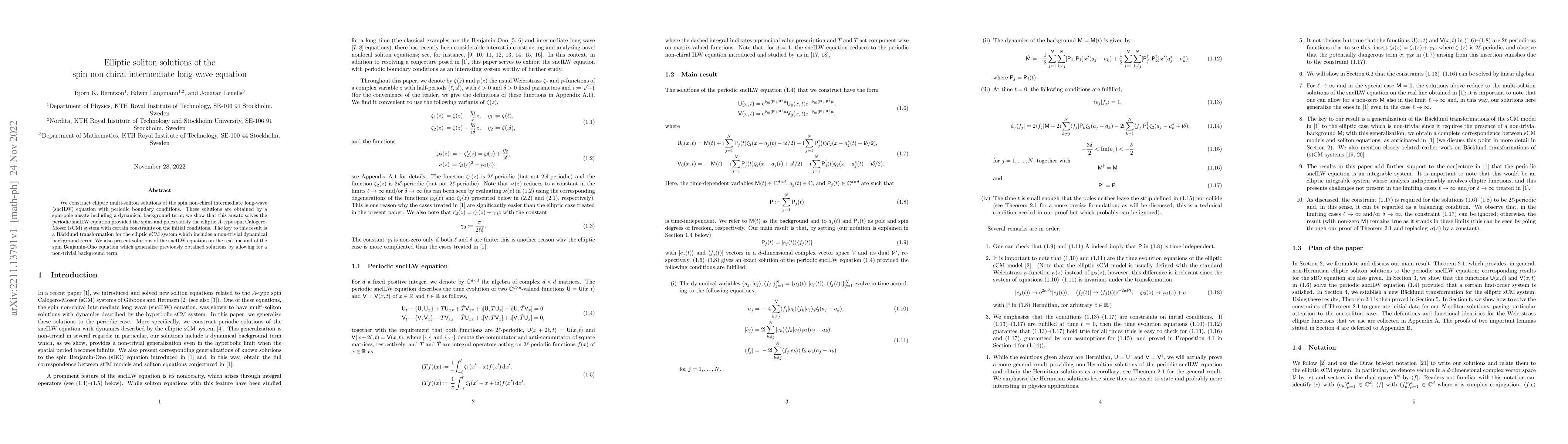 Thumbnail for Elliptic soliton solutions of the spin non-chiral intermediate long-wave
  equation