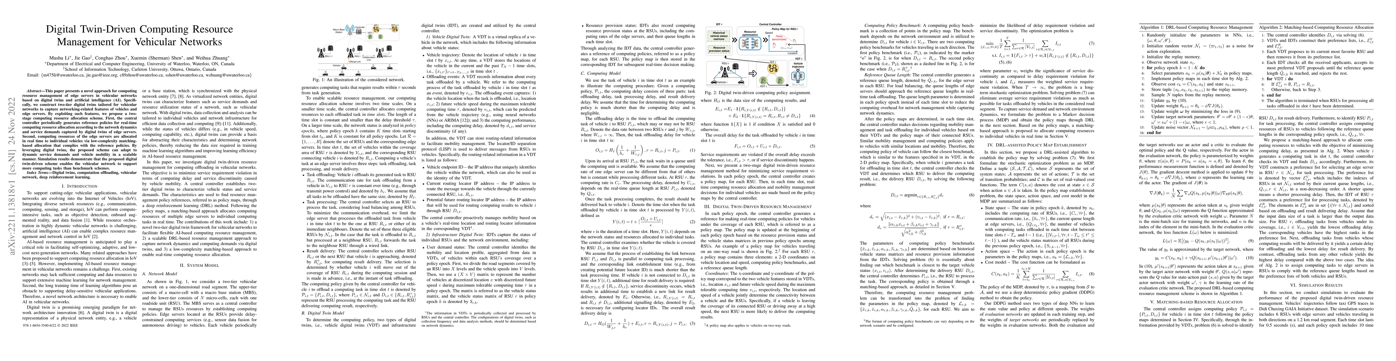 Thumbnail for Digital Twin-Driven Computing Resource Management for Vehicular Networks