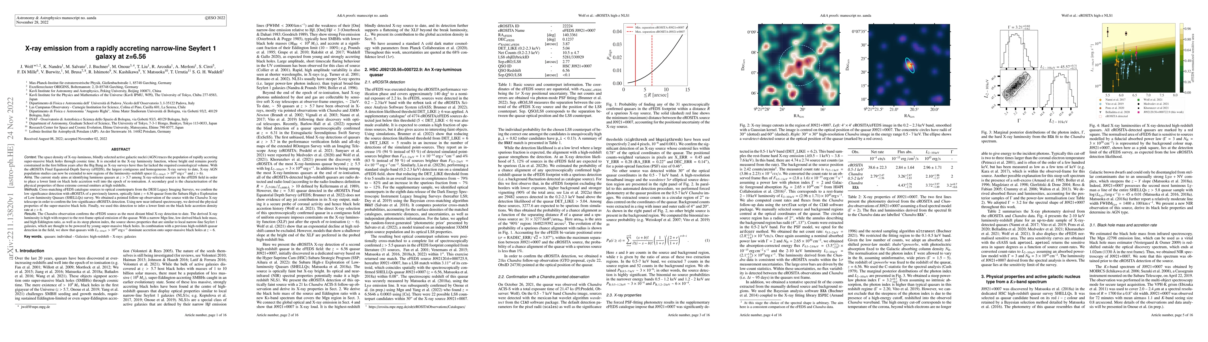 Thumbnail for X-ray emission from a rapidly accreting narrow-line Seyfert 1 galaxy at
  z=6.56