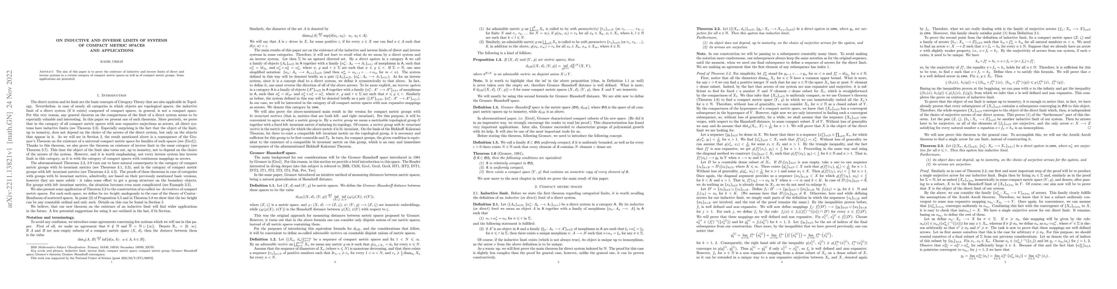 Thumbnail for On inductive and inverse limits of systems of compact metric spaces and
  applications