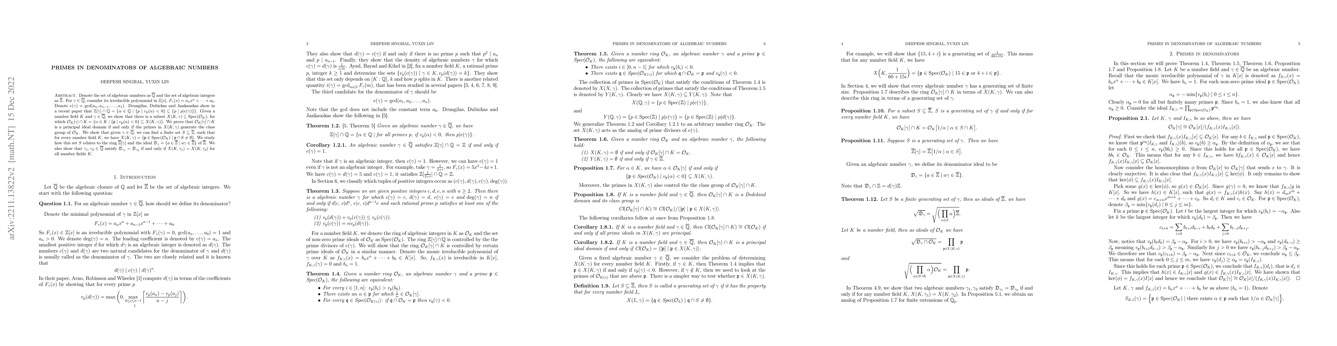 Thumbnail for Primes in denominators of algebraic numbers
