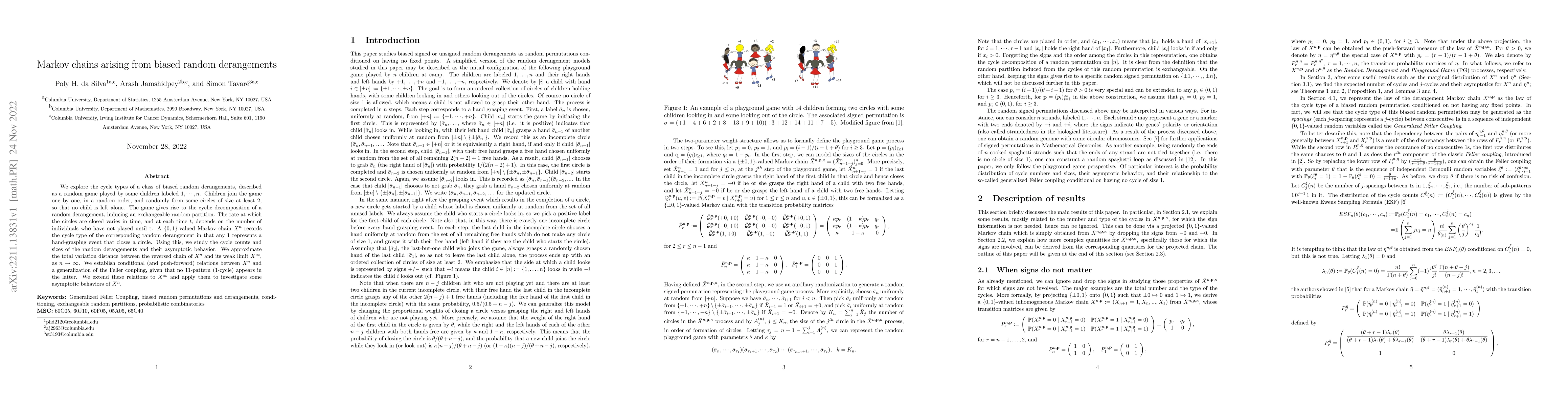 Thumbnail for Markov chains arising from biased random derangements