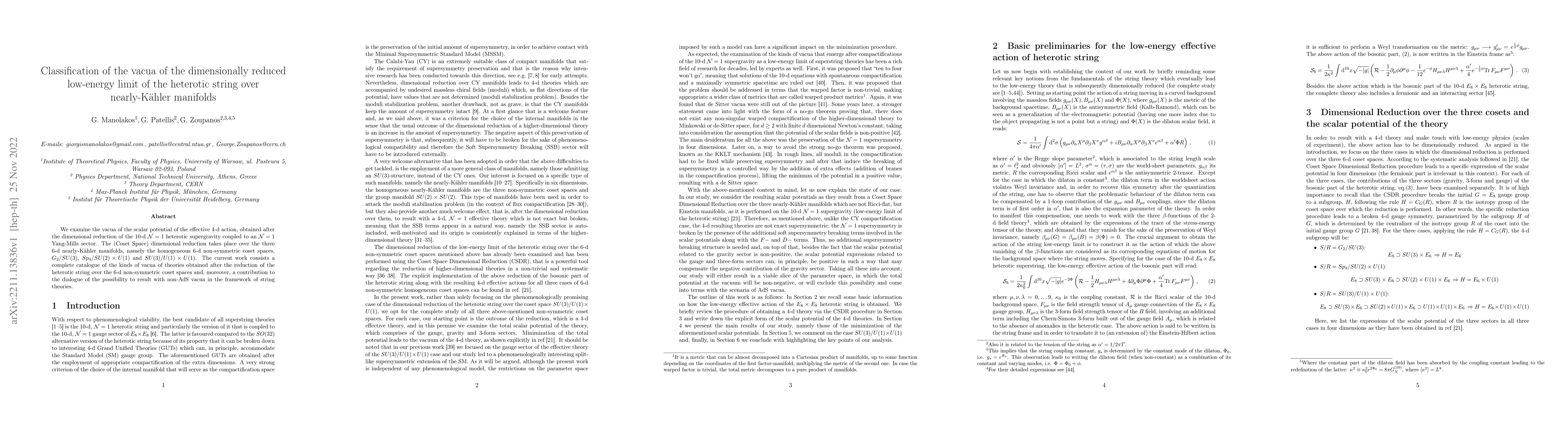 Thumbnail for Classification of the vacua of the dimensionally reduced low-energy
  limit of the heterotic string over nearly-K\"ahler manifolds