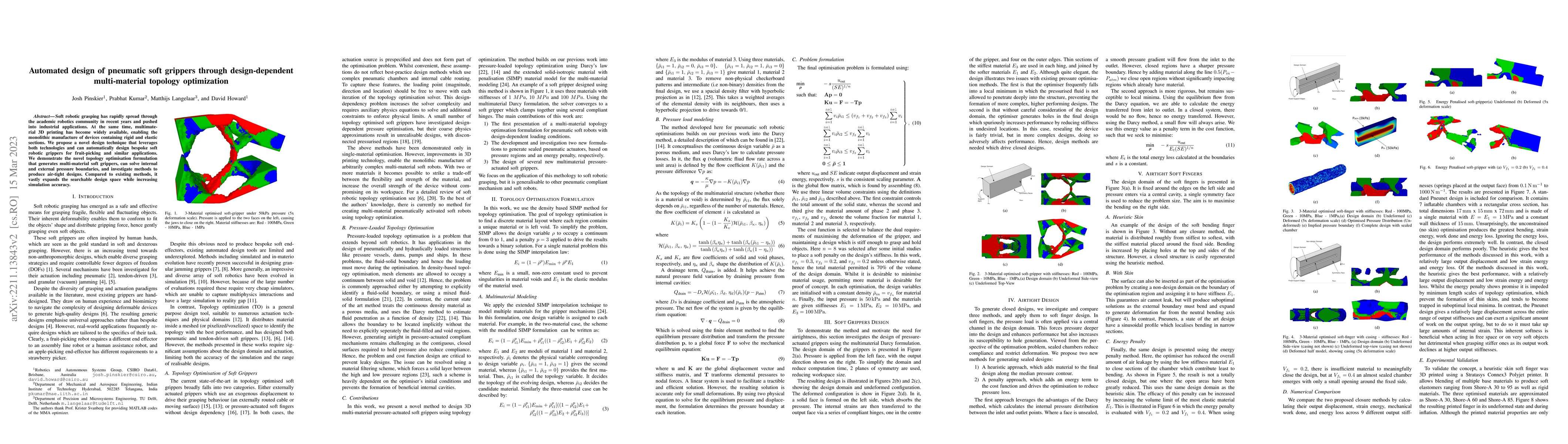 Thumbnail for Automated design of pneumatic soft grippers through design-dependent
  multi-material topology optimization