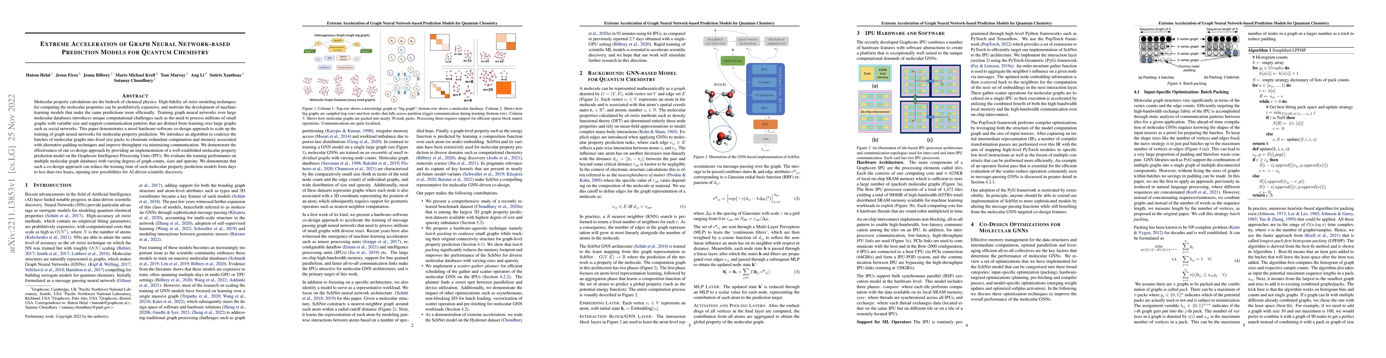 Thumbnail for Extreme Acceleration of Graph Neural Network-based Prediction Models for
  Quantum Chemistry