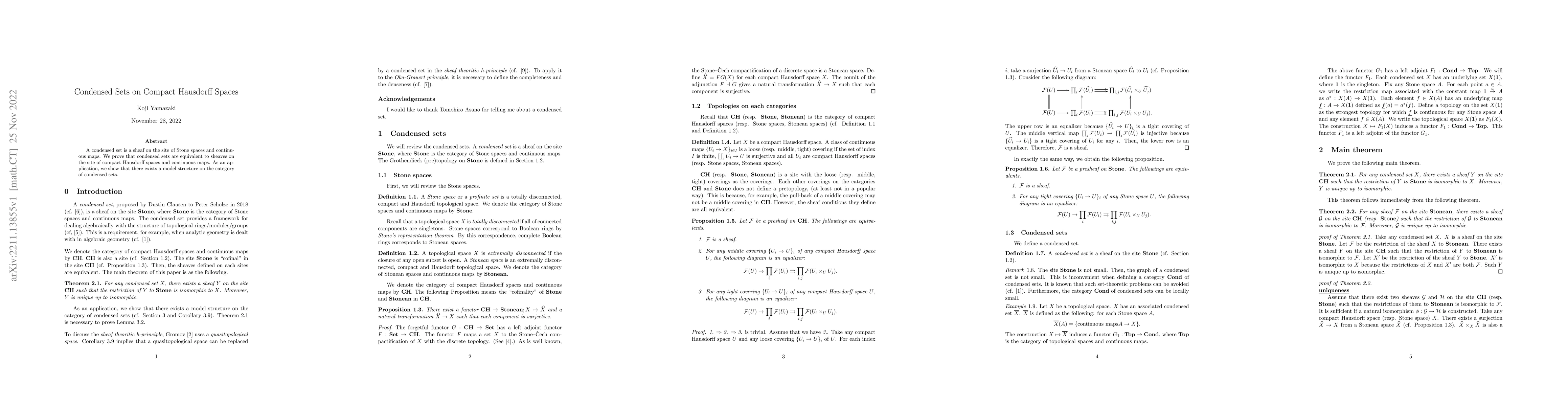 Thumbnail for Condensed Sets on Compact Hausdorff Spaces