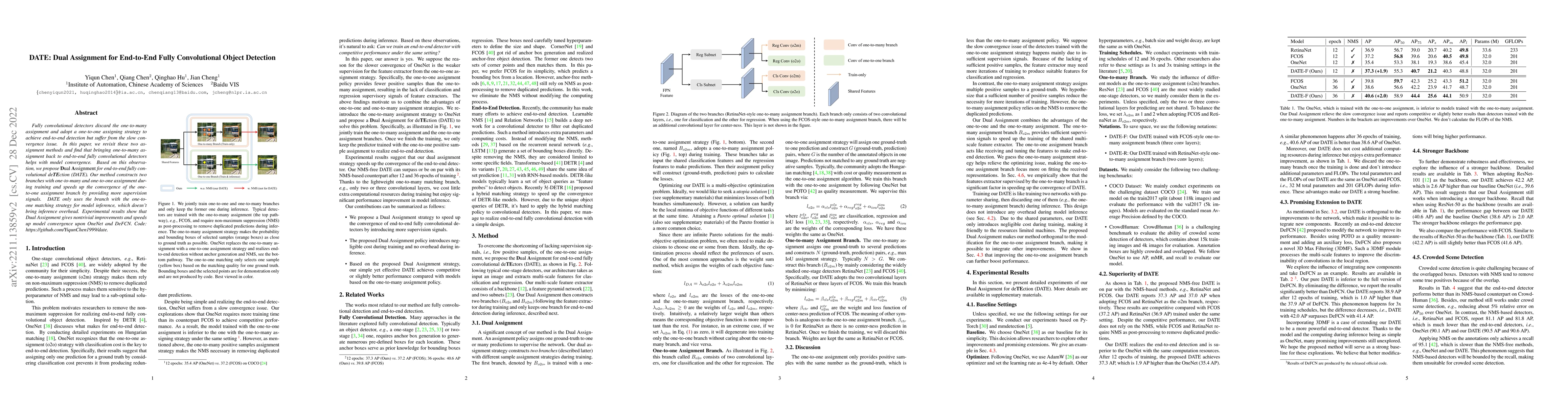 Thumbnail for DATE: Dual Assignment for End-to-End Fully Convolutional Object
  Detection