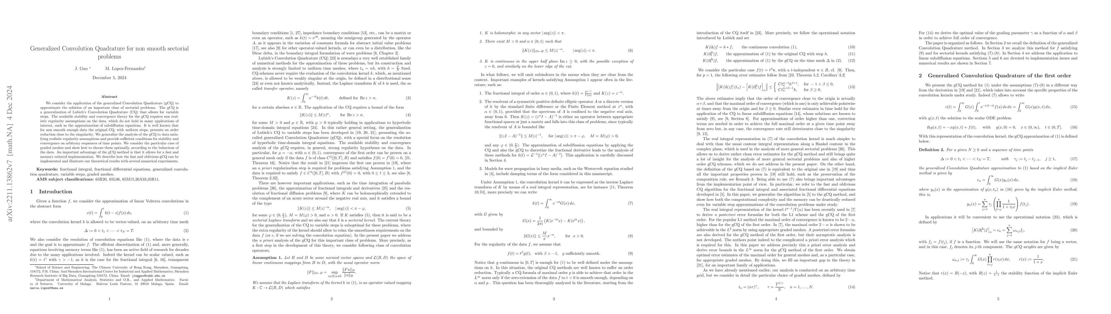 Thumbnail for Generalized Convolution Quadrature for non smooth sectorial problems
