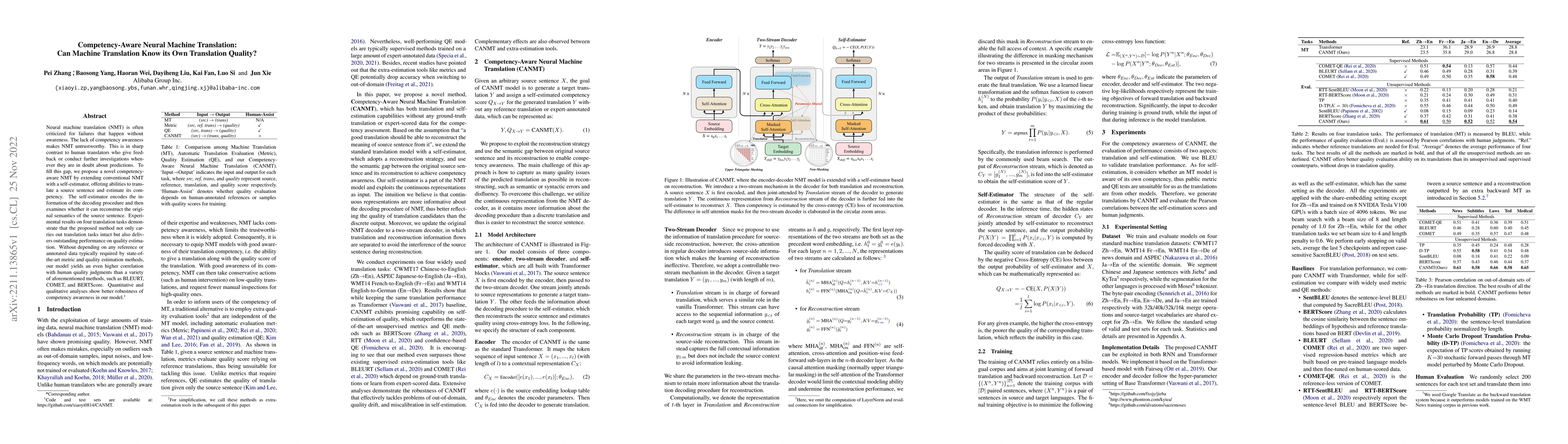 Thumbnail for Competency-Aware Neural Machine Translation: Can Machine Translation
  Know its Own Translation Quality?