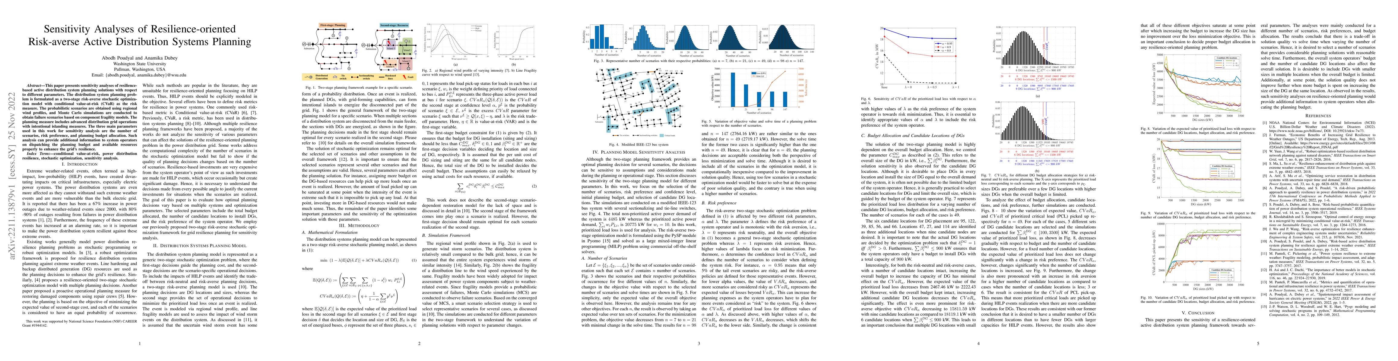 Thumbnail for Sensitivity Analyses of Resilience-oriented Risk-averse Active
  Distribution Systems Planning