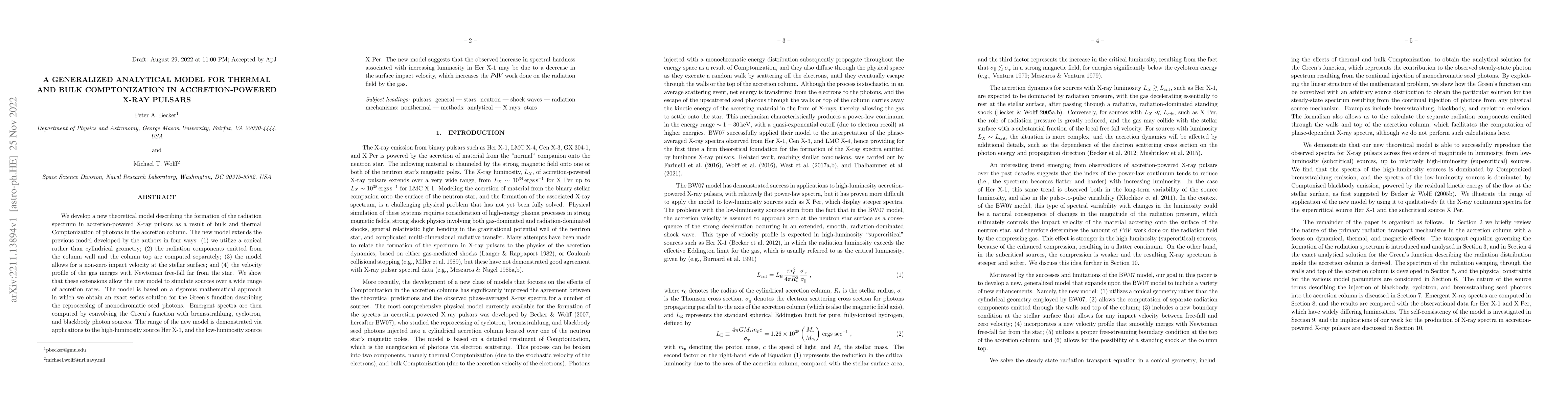 Thumbnail for A Generalized Analytical Model For Thermal And Bulk Comptonization In
  Accretion-Powered X-Ray Pulsars