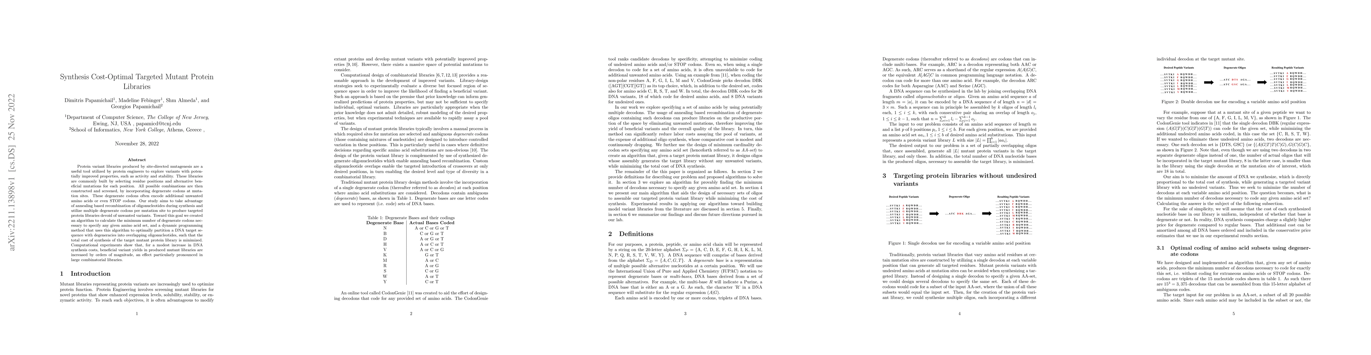 Thumbnail for Synthesis Cost-Optimal Targeted Mutant Protein Libraries