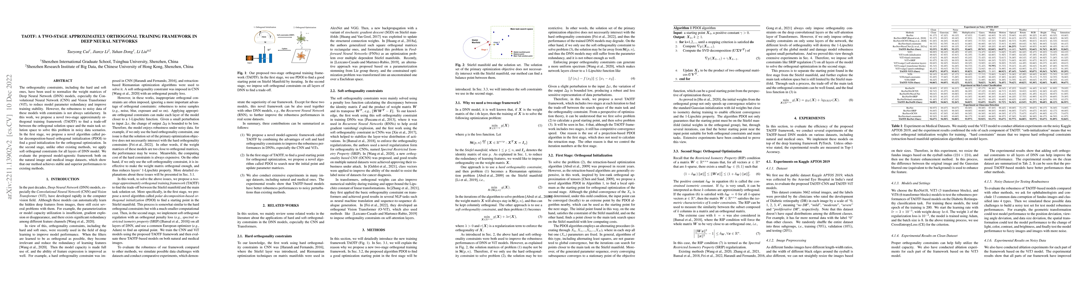 Thumbnail for TAOTF: A Two-stage Approximately Orthogonal Training Framework in Deep
  Neural Networks