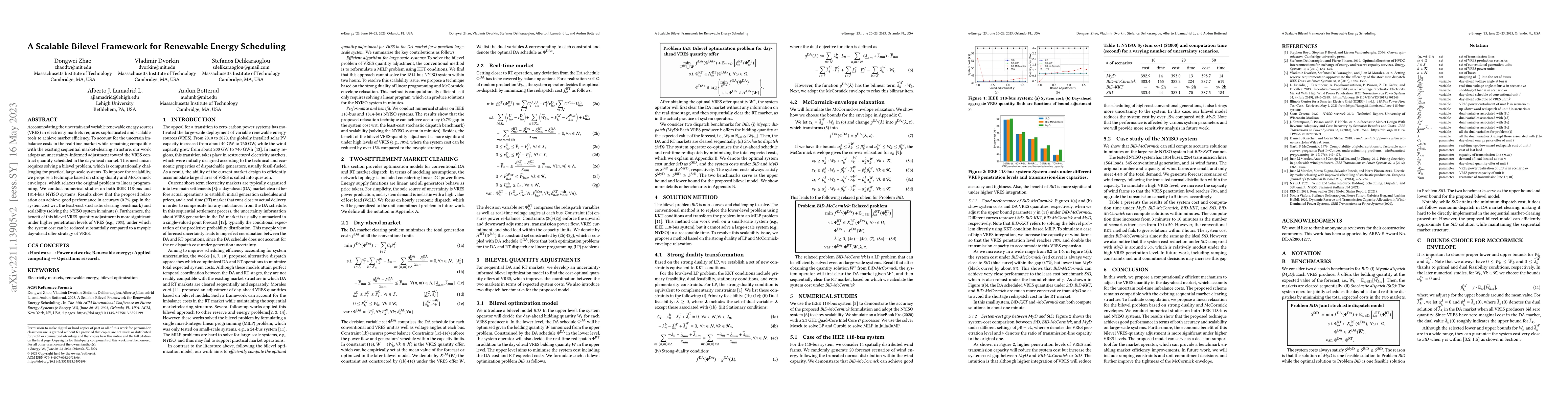 Thumbnail for A Scalable Bilevel Framework for Renewable Energy Scheduling