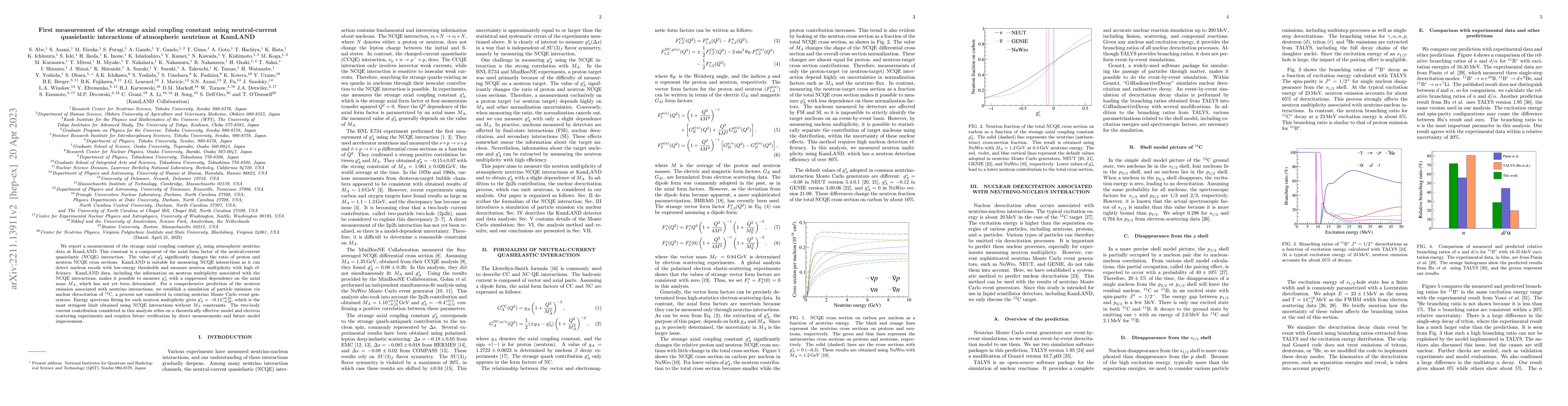 Thumbnail for First measurement of the strange axial coupling constant using
  neutral-current quasielastic interactions of atmospheric neutrinos at KamLAND
