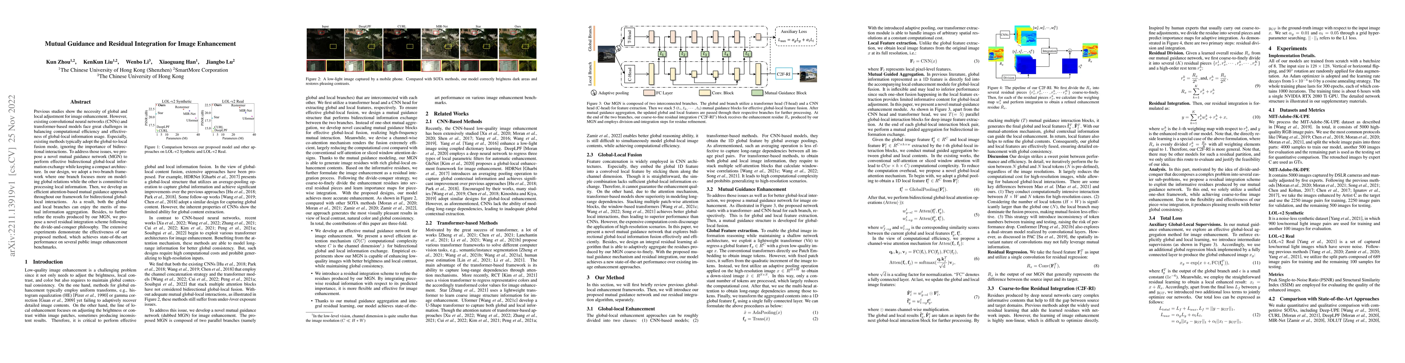 Thumbnail for Mutual Guidance and Residual Integration for Image Enhancement
