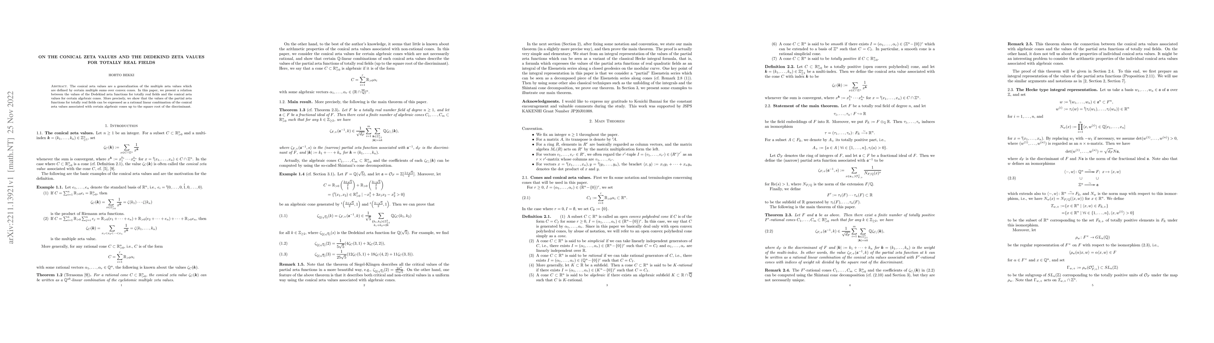 Thumbnail for On the conical zeta values and the Dedekind zeta values for totally real
  fields