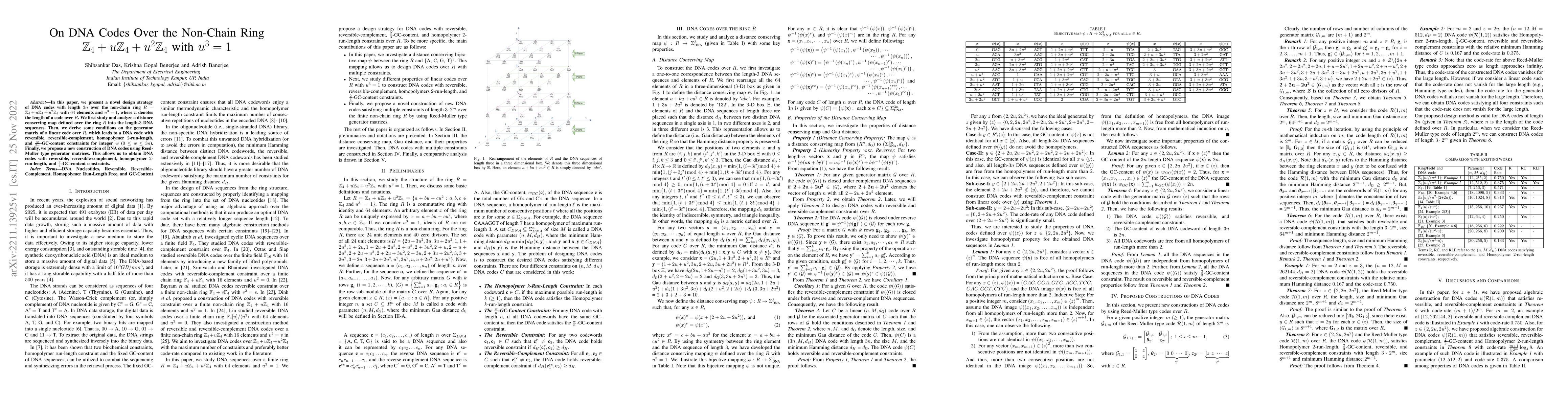 Thumbnail for On DNA Codes Over the Non-Chain Ring
  $\mathbb{Z}_4+u\mathbb{Z}_4+u^2\mathbb{Z}_4$ with $u^3=1$