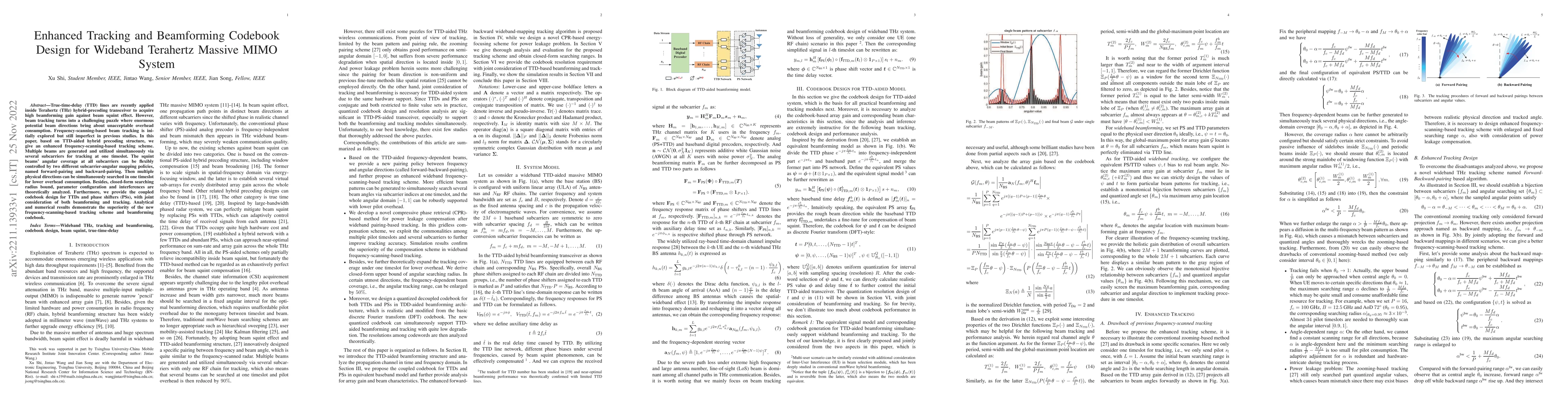 Thumbnail for Enhanced Tracking and Beamforming Codebook Design for Wideband Terahertz
  Massive MIMO System