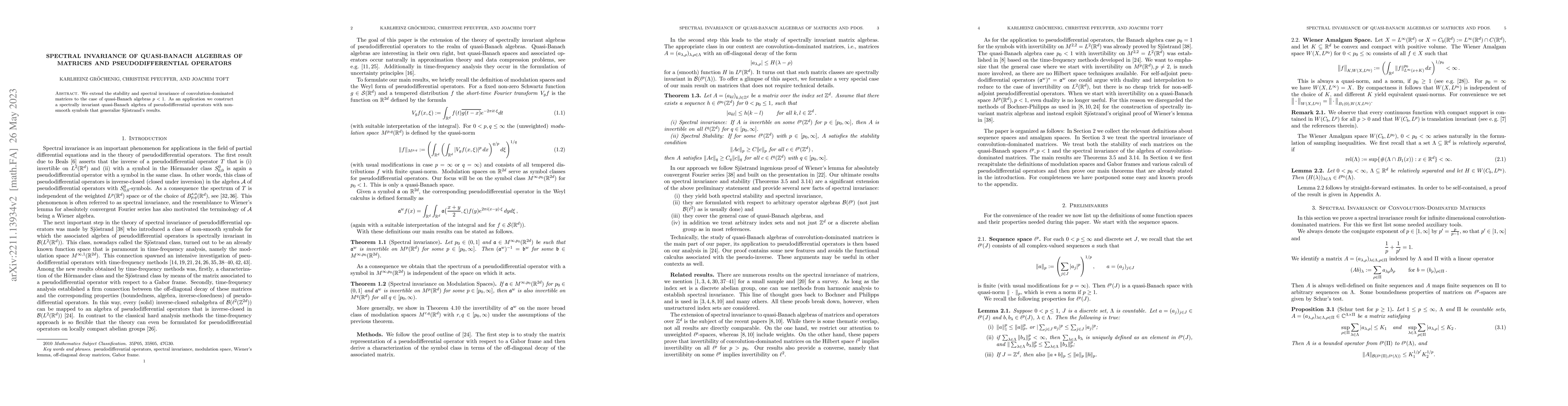 Thumbnail for Spectral Invariance of Quasi-Banach Algebras for Matrices and
  Pseudodifferential Operators