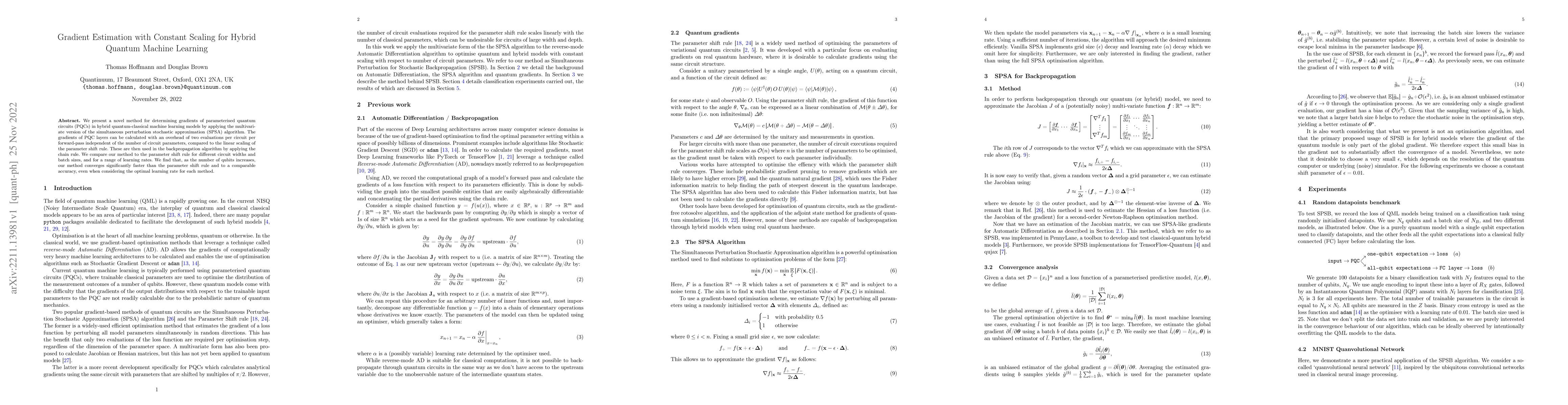 Thumbnail for Gradient Estimation with Constant Scaling for Hybrid Quantum Machine
  Learning