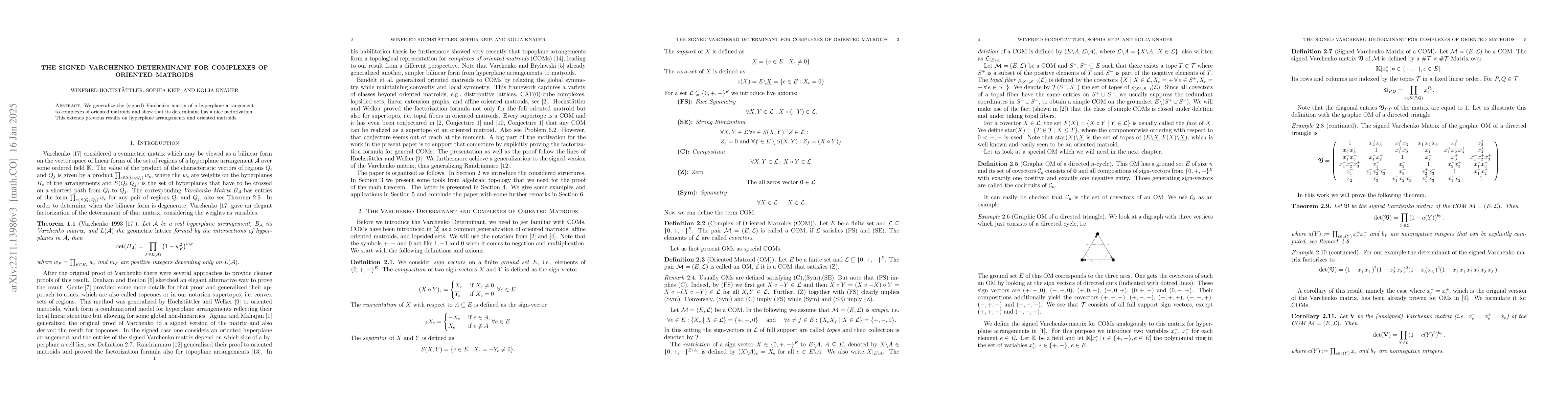 Thumbnail for The signed Varchenko Determinant for Complexes of Oriented Matroids