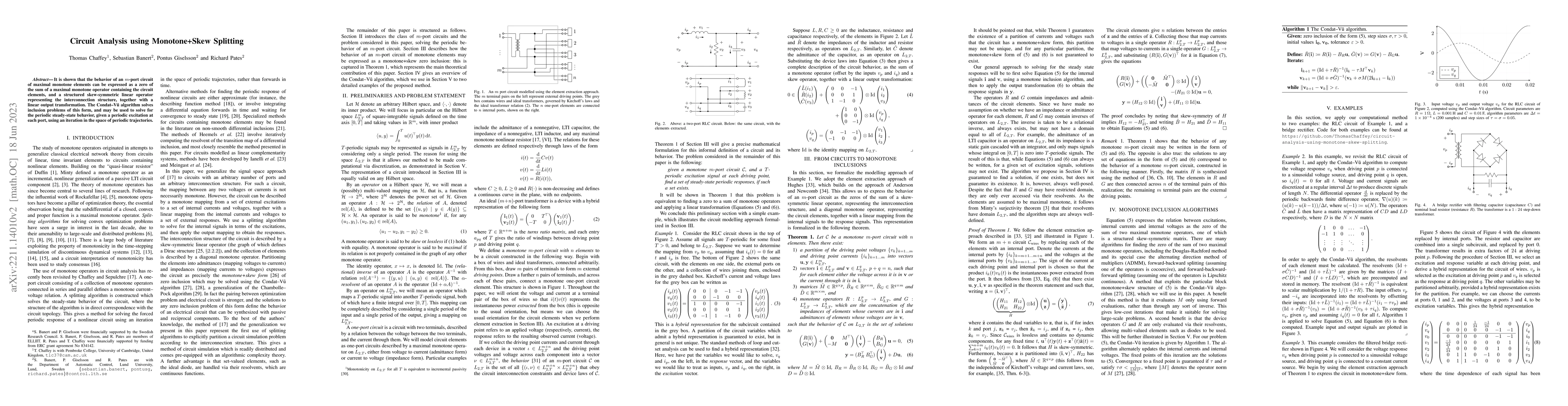 Thumbnail for Circuit Analysis using Monotone+Skew Splitting
