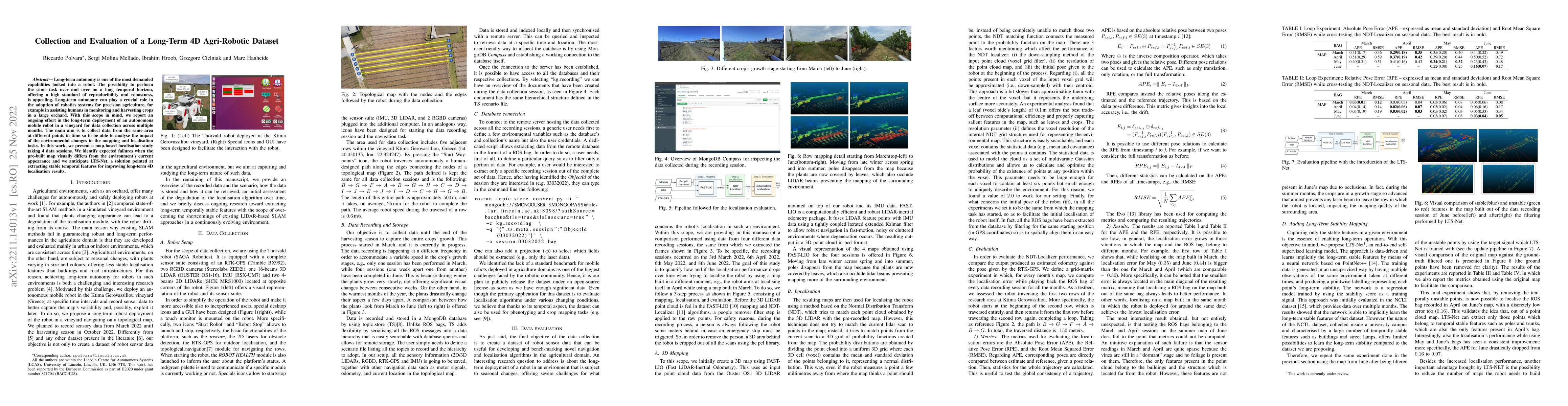 Thumbnail for Collection and Evaluation of a Long-Term 4D Agri-Robotic Dataset
