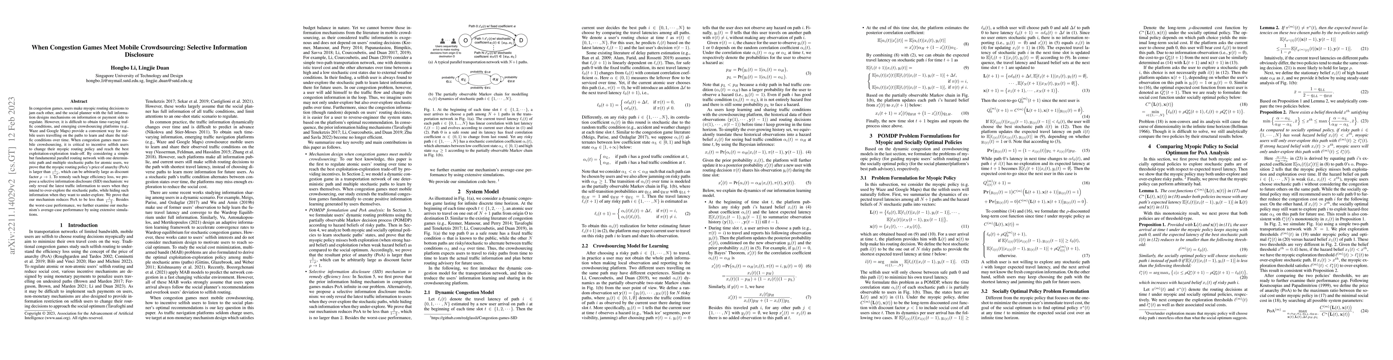 Thumbnail for When Congestion Games Meet Mobile Crowdsourcing: Selective Information
  Disclosure