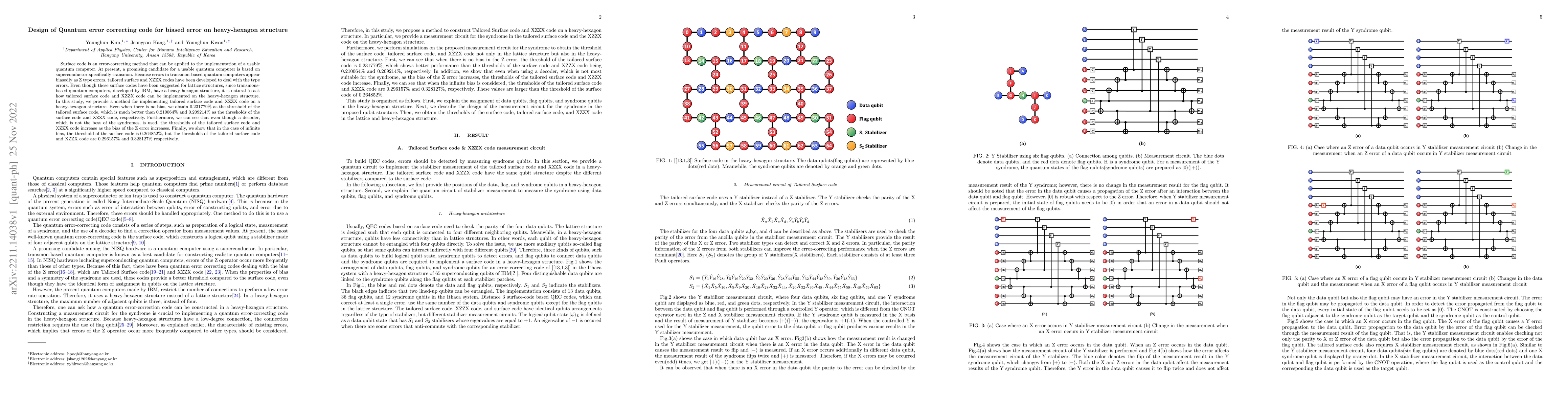 Thumbnail for Design of Quantum error correcting code for biased error on
  heavy-hexagon structure