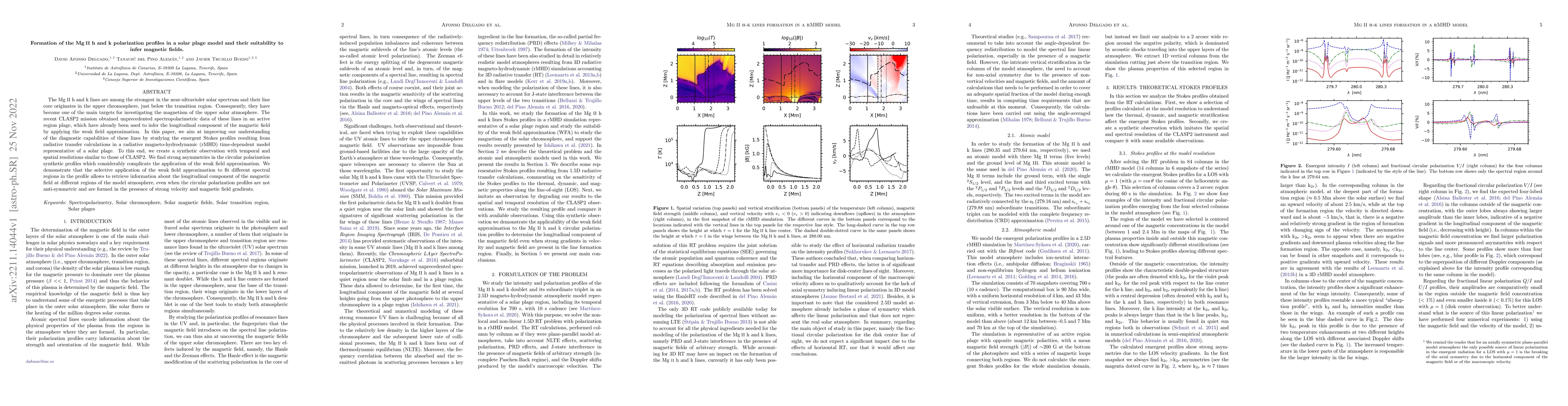 Thumbnail for Formation of the Mg II h and k polarization profiles in a solar plage
  model and their suitability to infer magnetic fields