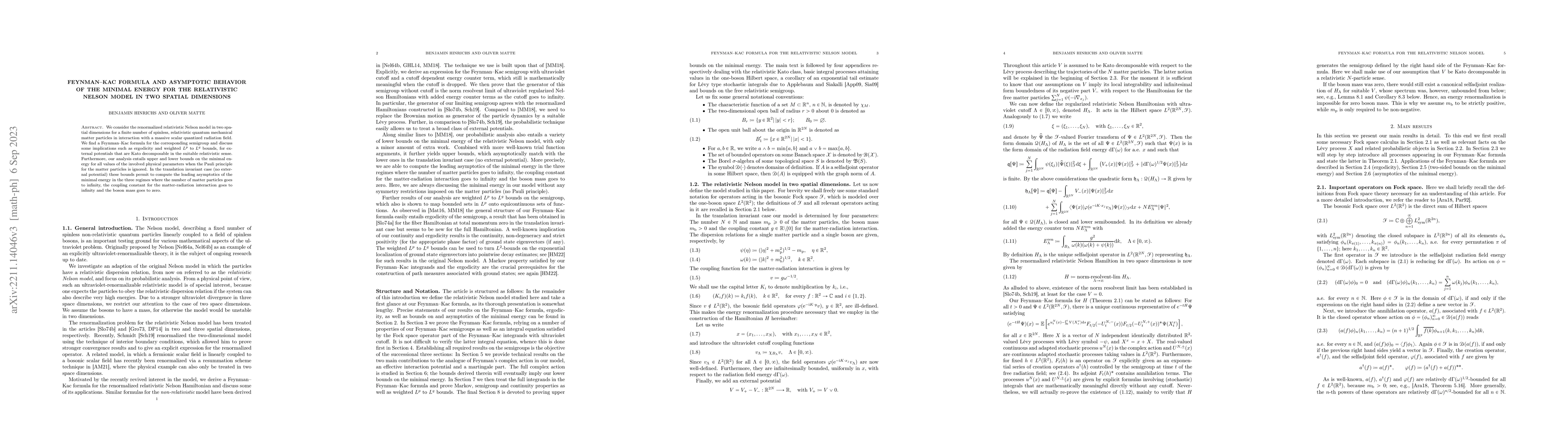 Thumbnail for Feynman-Kac formula and asymptotic behavior of the minimal energy for
  the relativistic Nelson model in two spatial dimensions