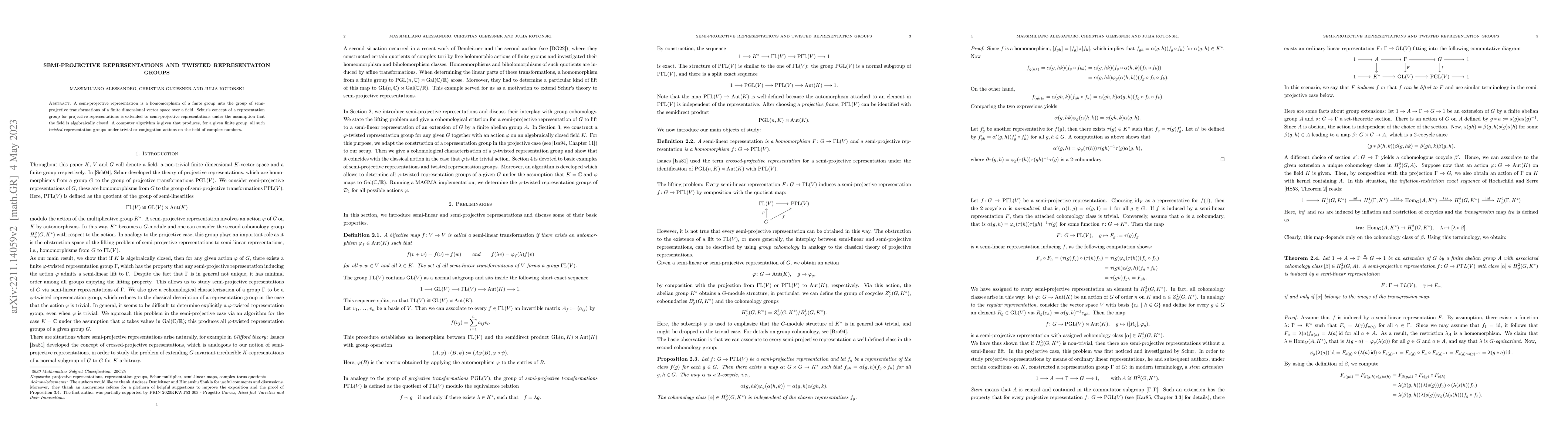 Thumbnail for Semi-Projective Representations and Twisted Representation Groups