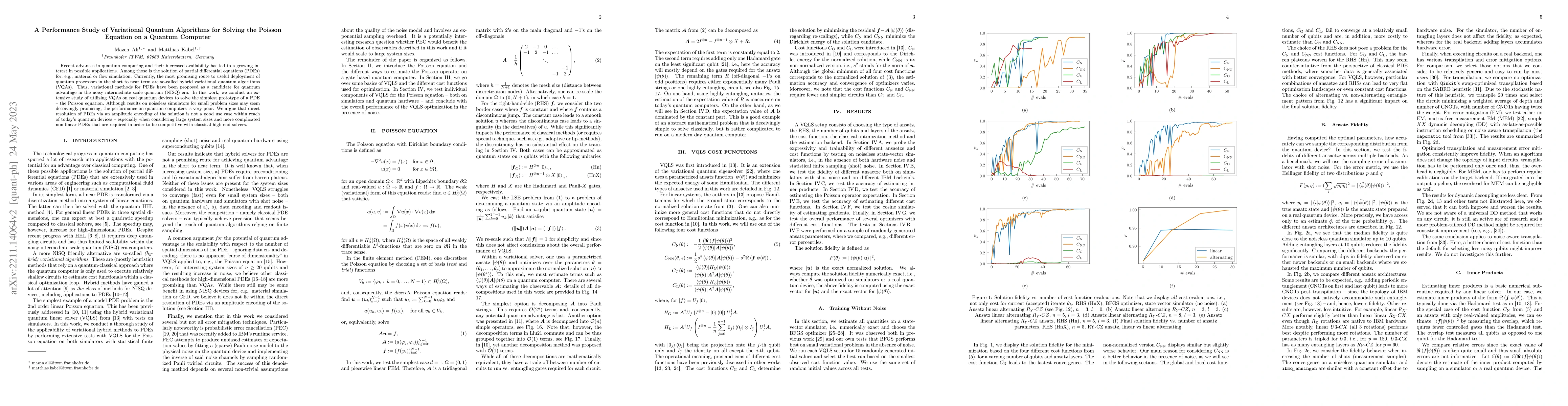 Thumbnail for A Performance Study of Variational Quantum Algorithms for Solving the
  Poisson Equation on a Quantum Computer