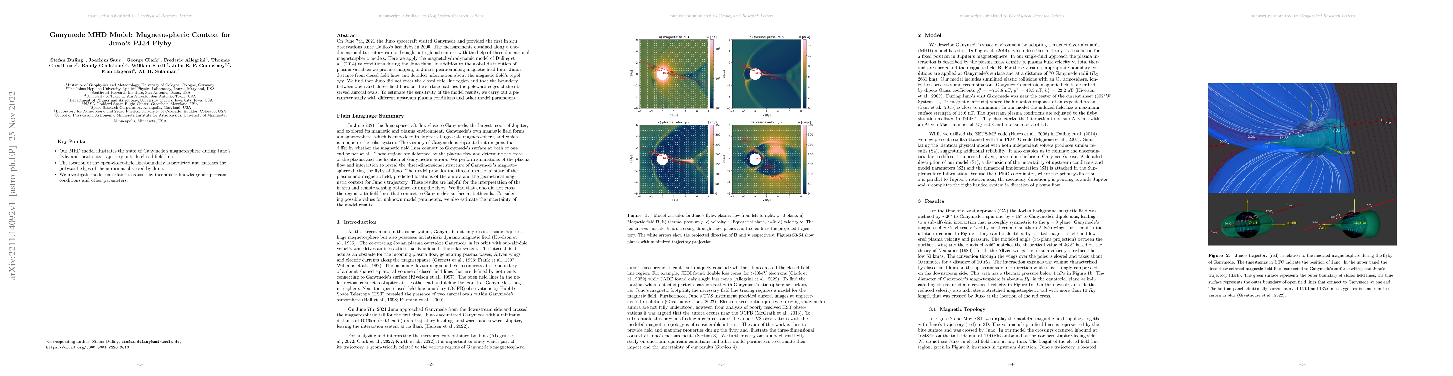 Thumbnail for Ganymede MHD Model: Magnetospheric Context for Juno's PJ34 Flyby