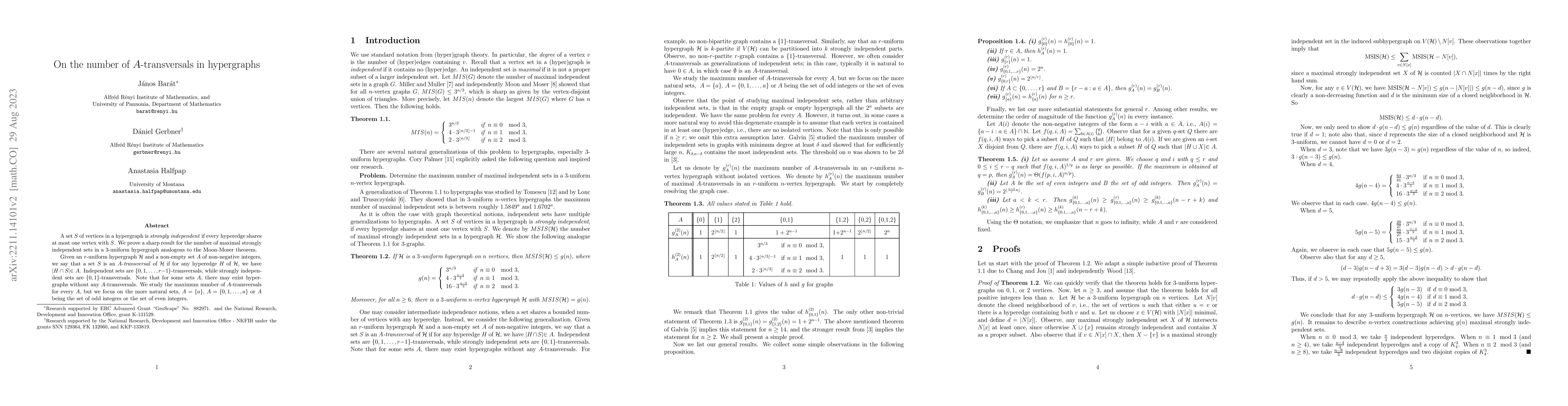 Thumbnail for On the number of $A$-transversals in hypergraphs