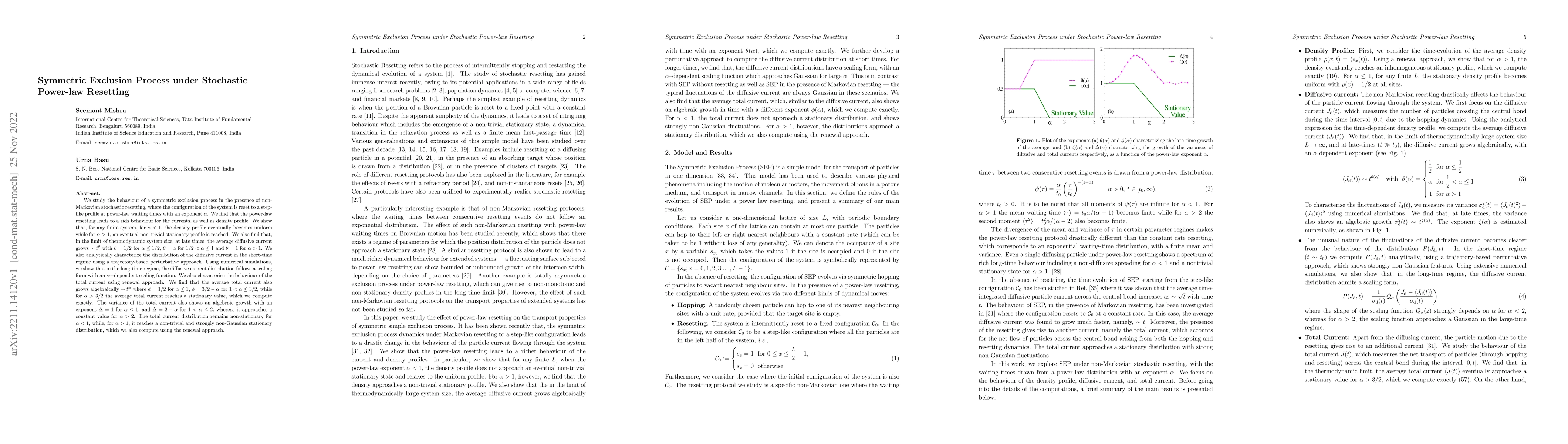 Thumbnail for Symmetric Exclusion Process under Stochastic Power-law Resetting