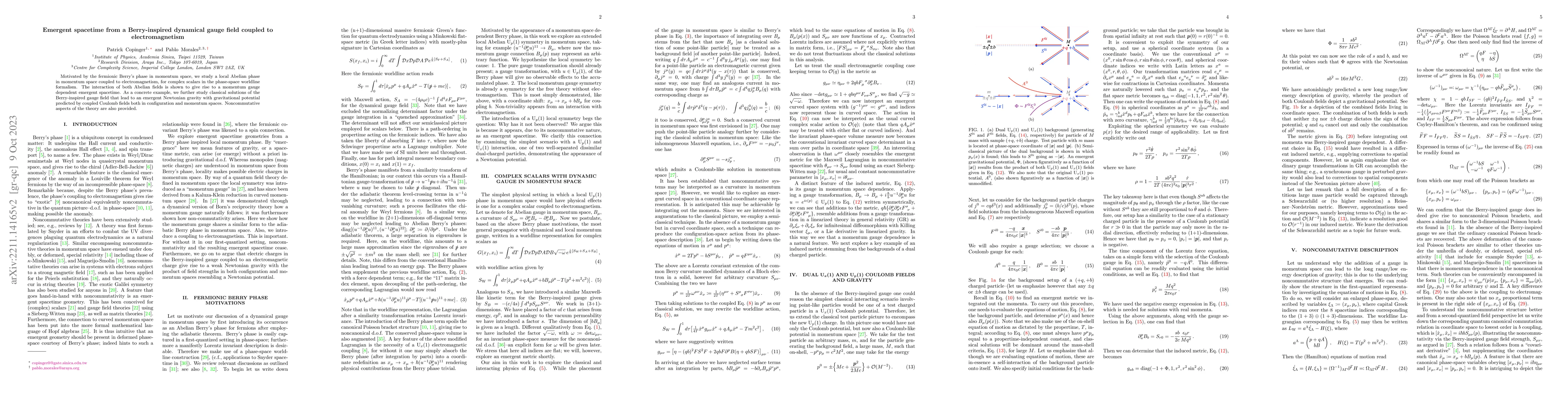 Thumbnail for Emergent spacetime from a Berry-inspired dynamical gauge field coupled
  to electromagnetism