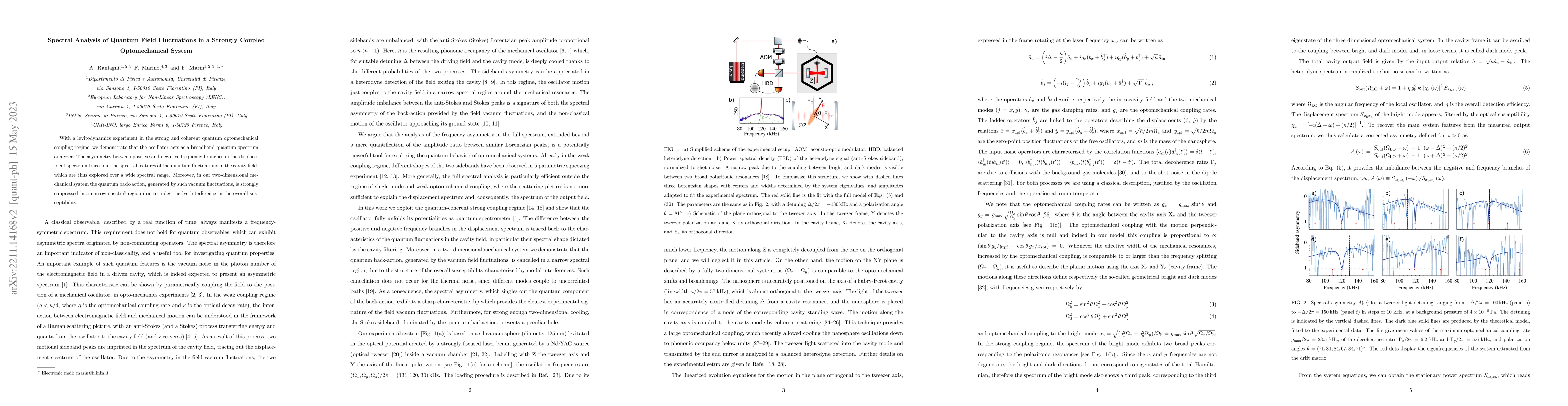 Thumbnail for Spectral Analysis of Quantum Field Fluctuations in a Strongly Coupled
  Optomechanical System