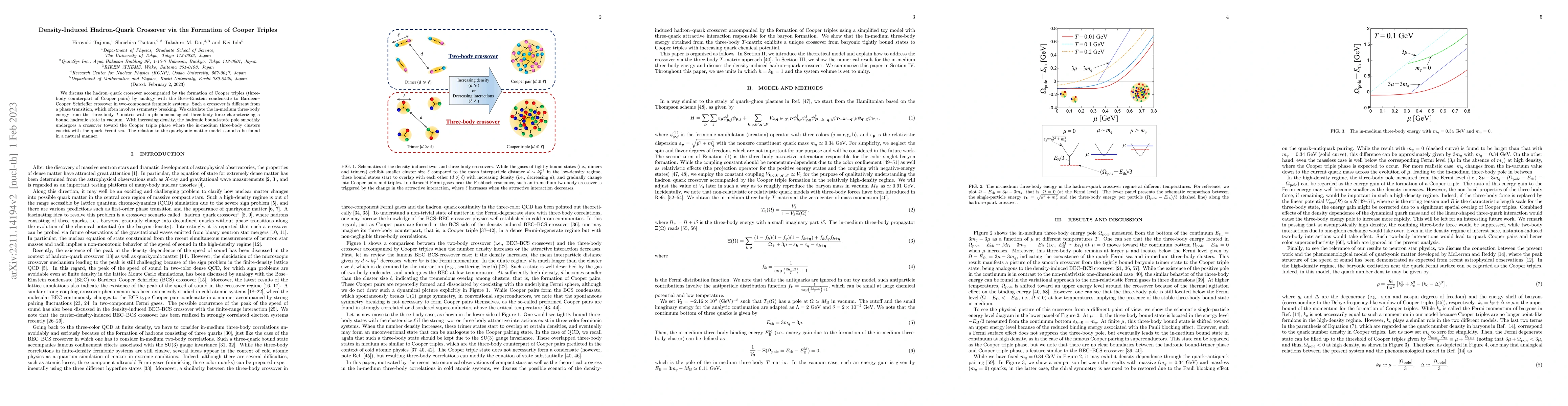 Thumbnail for Density-Induced Hadron-Quark Crossover via the Formation of Cooper
  Triples