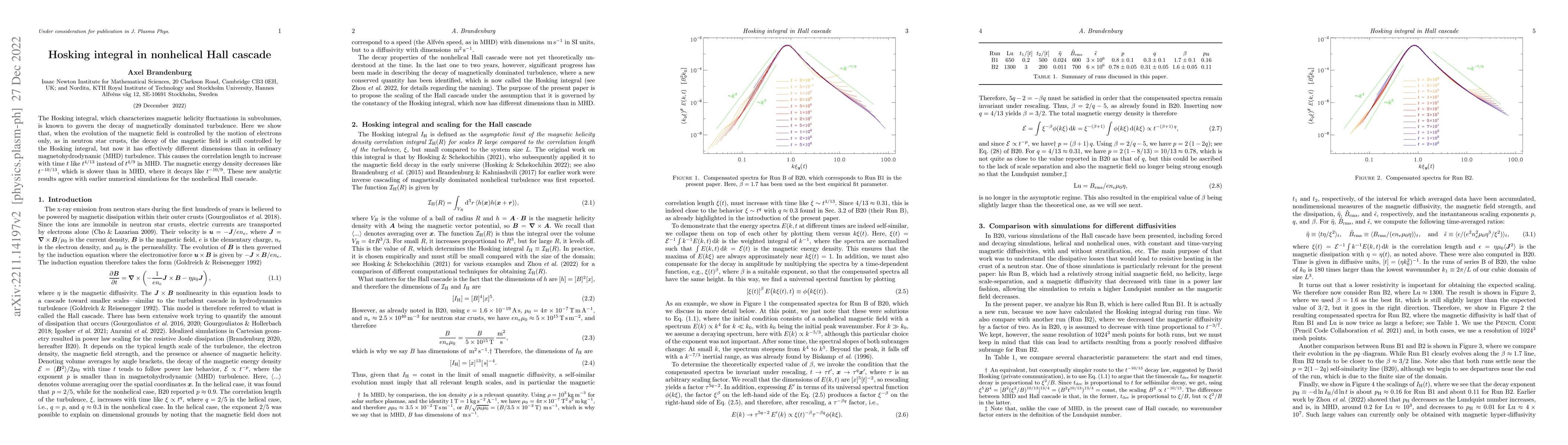 Thumbnail for Hosking integral in nonhelical Hall cascade