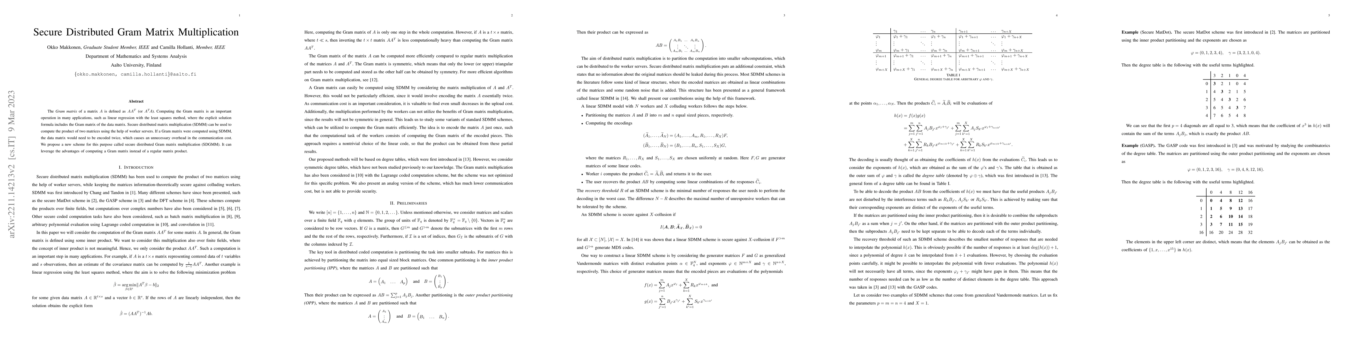 Thumbnail for Secure Distributed Gram Matrix Multiplication