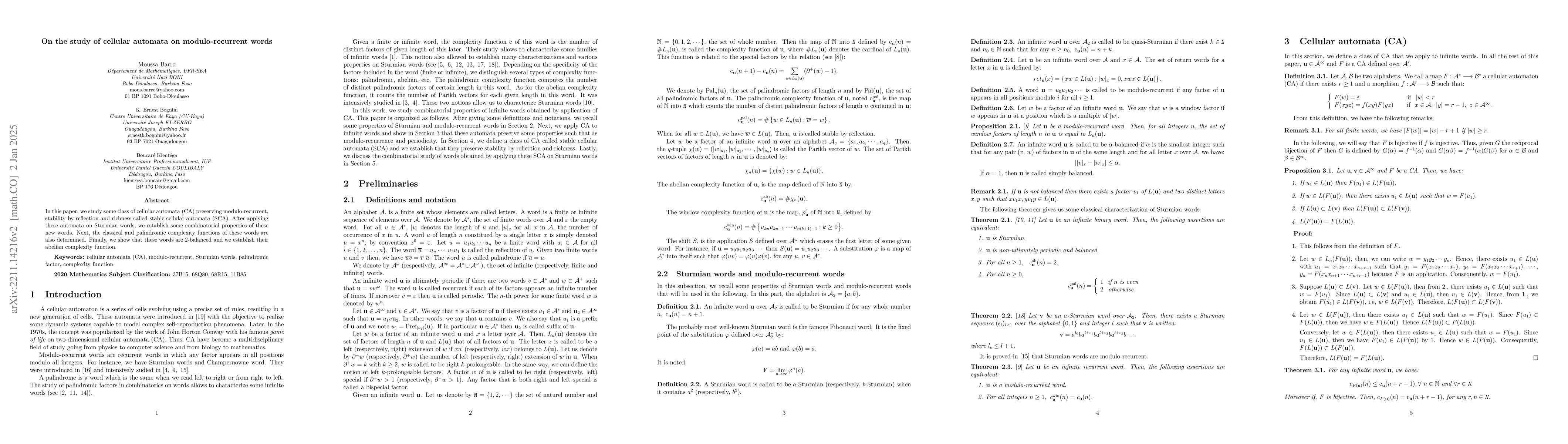 Thumbnail for On the study of cellular automata on modulo-recurrent words