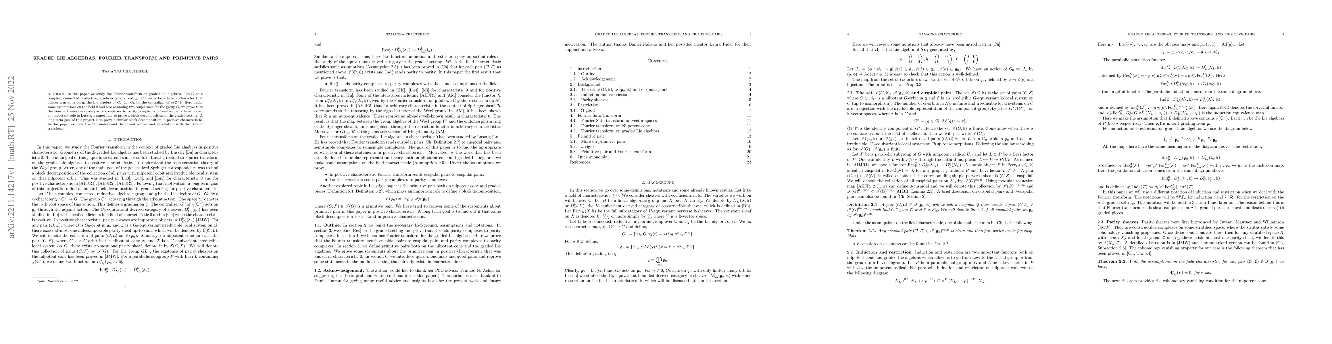 Thumbnail for Graded Lie algebras, Fourier transform and primitive pairs