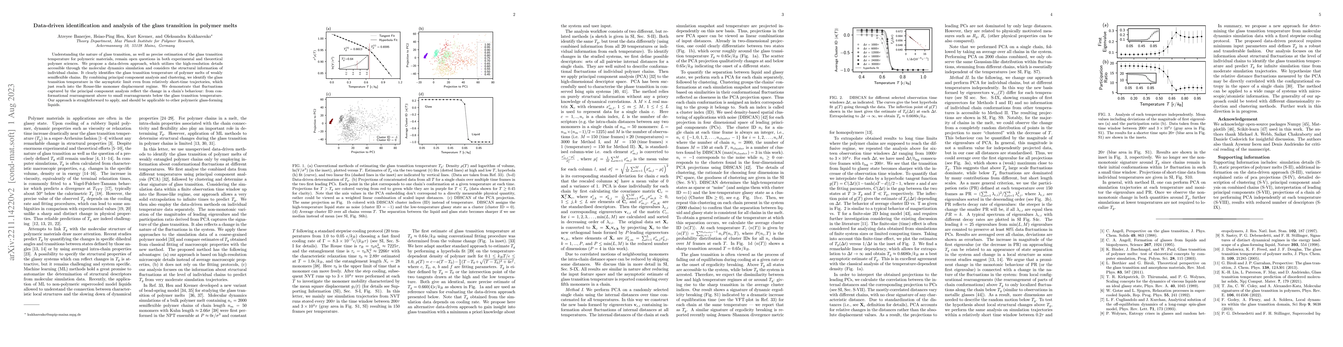 Thumbnail for Data-driven identification and analysis of the glass transition in
  polymer melts