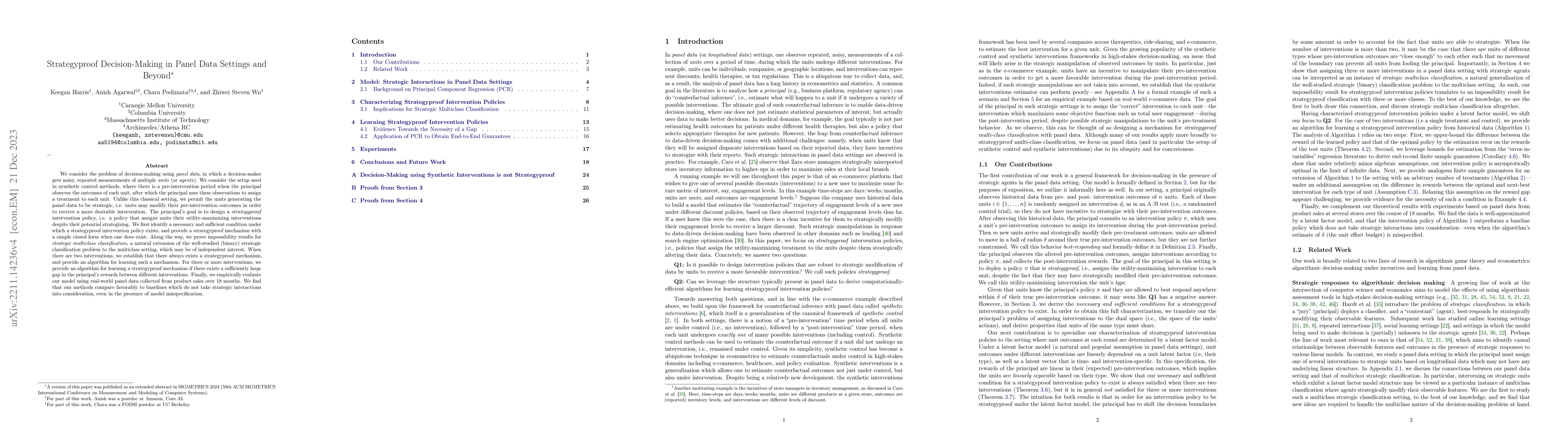 Thumbnail for Strategyproof Decision-Making in Panel Data Settings and Beyond