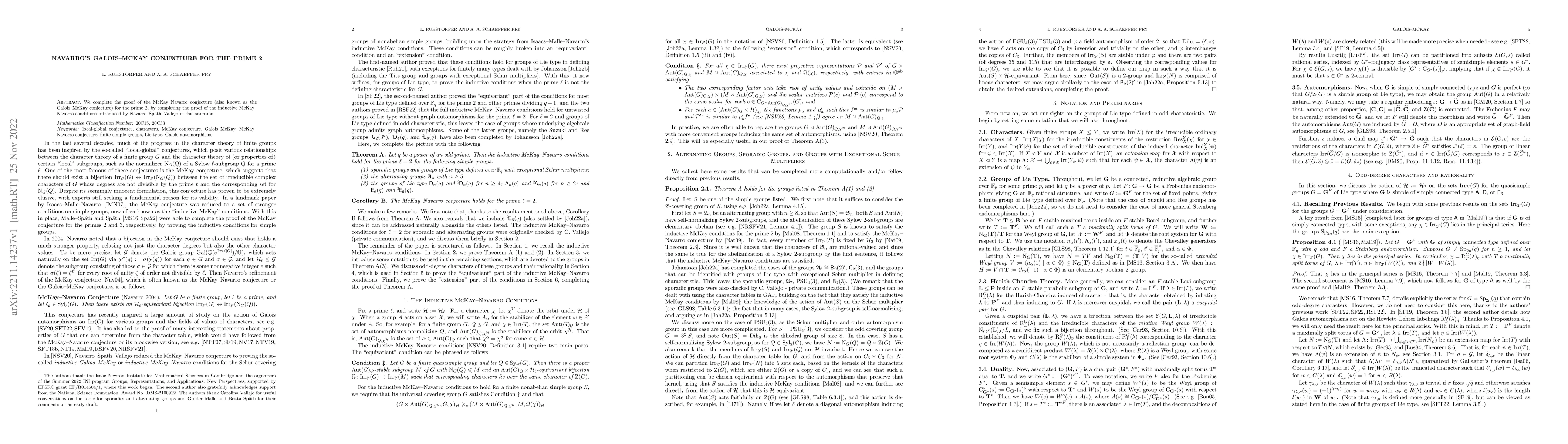 Thumbnail for Navarro's Galois-McKay conjecture for the prime 2